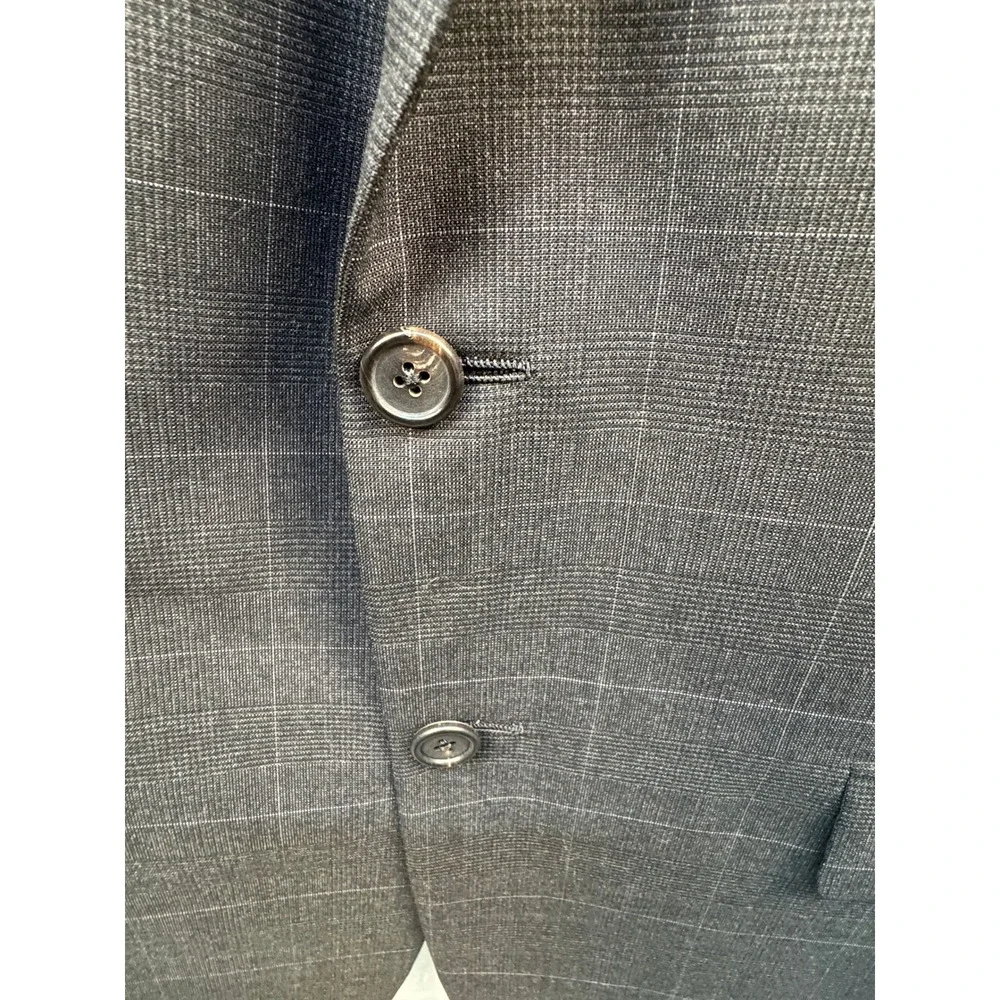 Hickey Freeman Bespoke Loro Piana Wool Suit Grey Windowpane Saks Fifth Avenue